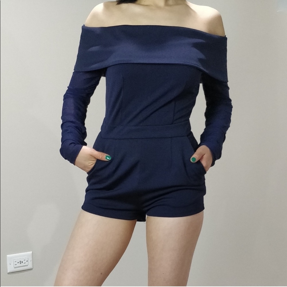 Local designer off shoulder long sleeve romper